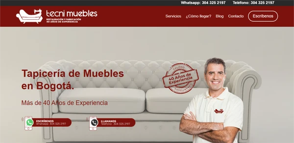 Página web de una tienda de repuestos
